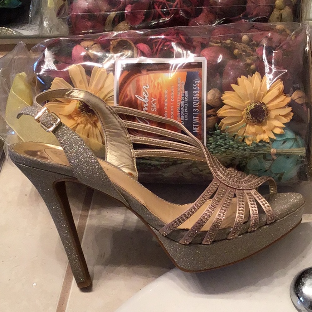 Gold shimmering stilletos